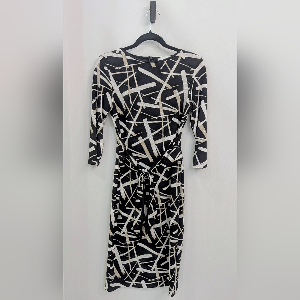 Joseph Ribkoff Abstract Black and Cream Dress